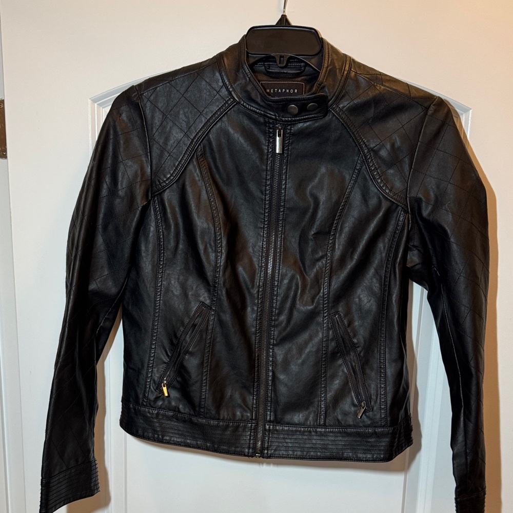 Metaphor Large Black Vegan Leather Jacket
